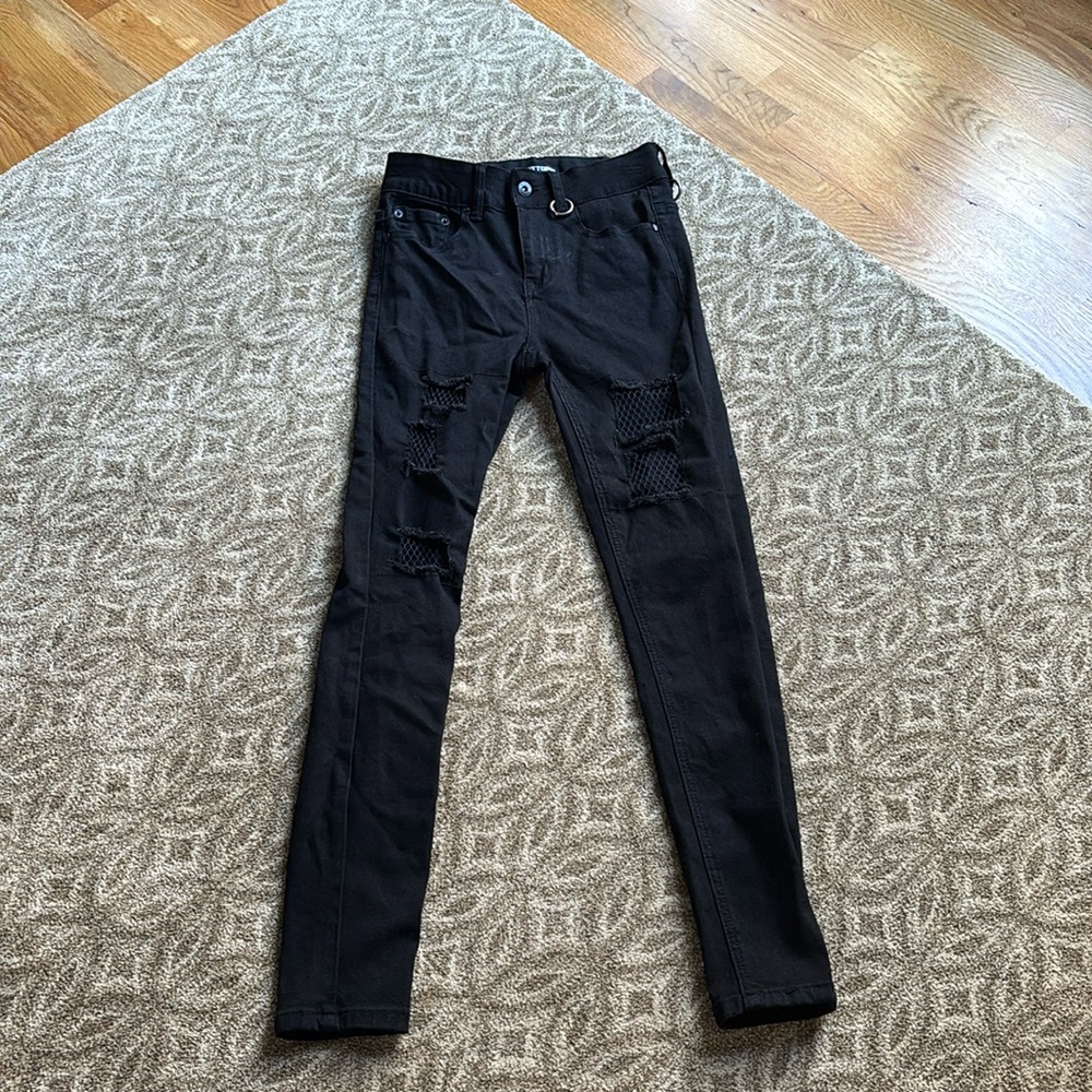 Hot Topic Black denim with mesh jeans